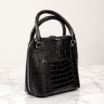 کیف دستی زنانه چرم طبیعی دلناز چرم (طرح کروکو - رنگ مشکی)
