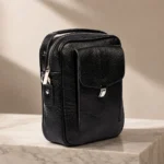 کیف دوشی و دستی مردانه چرم طبیعی دلناز چرم (طرح فلوتر - رنگ مشکی)